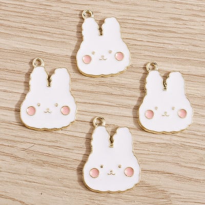 10τμχ 16*21mm Σμάλτο Γούρια κουνελιών για κοσμήματα κατασκευής κράμα Γούρια DIY Μενταγιόν Κολιέ Σκουλαρίκια Αξεσουάρ Χειροποίητη Χειροτεχνία