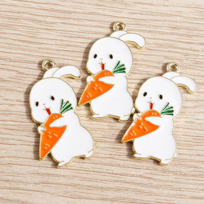 10τμχ 16*21mm Σμάλτο Γούρια κουνελιών για κοσμήματα κατασκευής κράμα Γούρια DIY Μενταγιόν Κολιέ Σκουλαρίκια Αξεσουάρ Χειροποίητη Χειροτεχνία