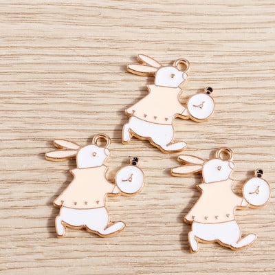 10τμχ 16*21mm Σμάλτο Γούρια κουνελιών για κοσμήματα κατασκευής κράμα Γούρια DIY Μενταγιόν Κολιέ Σκουλαρίκια Αξεσουάρ Χειροποίητη Χειροτεχνία