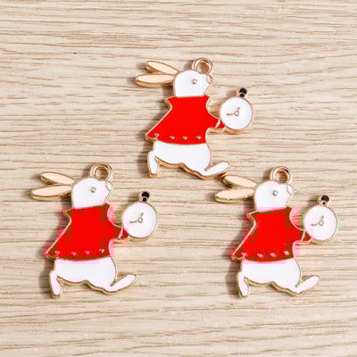 10τμχ 16*21mm Σμάλτο Γούρια κουνελιών για κοσμήματα κατασκευής κράμα Γούρια DIY Μενταγιόν Κολιέ Σκουλαρίκια Αξεσουάρ Χειροποίητη Χειροτεχνία