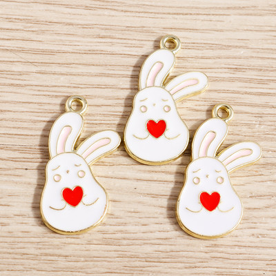 10τμχ 16*21mm Σμάλτο Γούρια κουνελιών για κοσμήματα κατασκευής κράμα Γούρια DIY Μενταγιόν Κολιέ Σκουλαρίκια Αξεσουάρ Χειροποίητη Χειροτεχνία