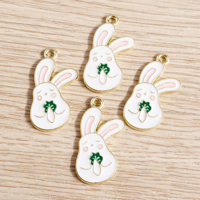 10τμχ 16*21mm Σμάλτο Γούρια κουνελιών για κοσμήματα κατασκευής κράμα Γούρια DIY Μενταγιόν Κολιέ Σκουλαρίκια Αξεσουάρ Χειροποίητη Χειροτεχνία