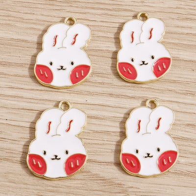 10τμχ 16*21mm Σμάλτο Γούρια κουνελιών για κοσμήματα κατασκευής κράμα Γούρια DIY Μενταγιόν Κολιέ Σκουλαρίκια Αξεσουάρ Χειροποίητη Χειροτεχνία