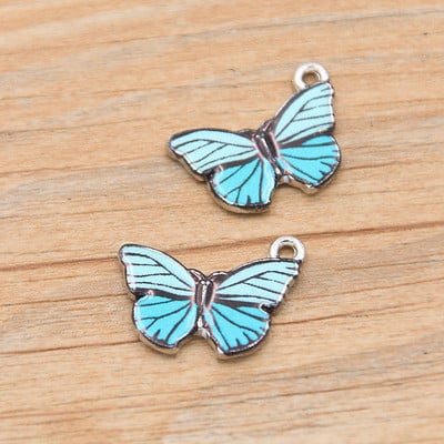 10 bucăți 4 stiluri 8 culori din aliaj de metal picătură ulei colorat fluture farmece pandantiv animal pentru bricolaj brățară colier bijuterii