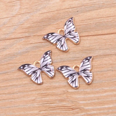 10 bucăți 4 stiluri 8 culori din aliaj de metal picătură ulei colorat fluture farmece pandantiv animal pentru bricolaj brățară colier bijuterii