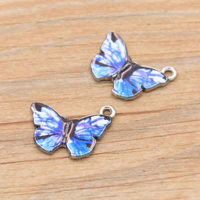 10 bucăți 4 stiluri 8 culori din aliaj de metal picătură ulei colorat fluture farmece pandantiv animal pentru bricolaj brățară colier bijuterii