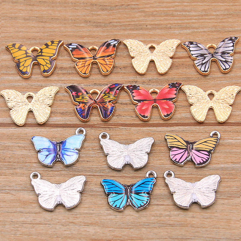 10 bucăți 4 stiluri 8 culori din aliaj de metal picătură ulei colorat fluture farmece pandantiv animal pentru bricolaj brățară colier bijuterii