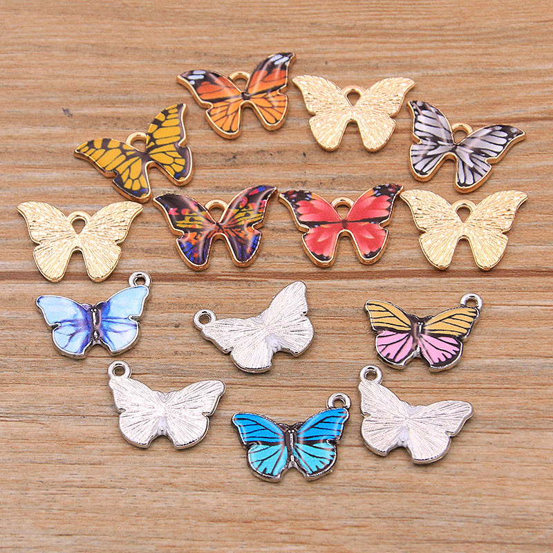 10 bucăți 4 stiluri 8 culori din aliaj de metal picătură ulei colorat fluture farmece pandantiv animal pentru bricolaj brățară colier bijuterii