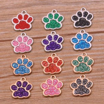 10Pcs 16*17mm 6Color Alloy Metal Rhodium Drop Oil Dog Cat Bear Paw Shining Charms Животно Висулка за Направи си сам гривна Изработка на бижута