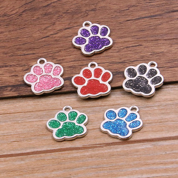 10Pcs 16*17mm 6Color Alloy Metal Rhodium Drop Oil Dog Cat Bear Paw Shining Charms Животно Висулка за Направи си сам гривна Изработка на бижута