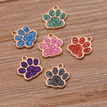 10Pcs 16*17mm 6Color Alloy Metal Rhodium Drop Oil Dog Cat Bear Paw Shining Charms Животно Висулка за Направи си сам гривна Изработка на бижута