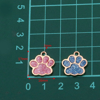 10Pcs 16*17mm 6Color Alloy Metal Rhodium Drop Oil Dog Cat Bear Paw Shining Charms Животно Висулка за Направи си сам гривна Изработка на бижута