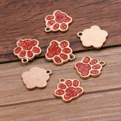 10 buc 16*17mm 6 culori aliaj metal rodiu picătură ulei câine pisică labe de urs strălucitoare farmece pandantiv cu animale pentru bricolaj, brățări, bijuterii