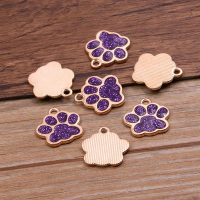 10 buc 16*17mm 6 culori aliaj metal rodiu picătură ulei câine pisică labe de urs strălucitoare farmece pandantiv cu animale pentru bricolaj, brățări, bijuterii
