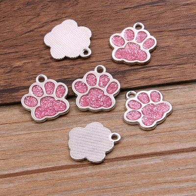 10 buc 16*17mm 6 culori aliaj metal rodiu picătură ulei câine pisică labe de urs strălucitoare farmece pandantiv cu animale pentru bricolaj, brățări, bijuterii