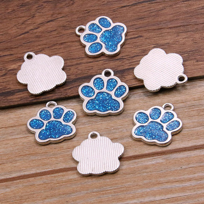 10 buc 16*17mm 6 culori aliaj metal rodiu picătură ulei câine pisică labe de urs strălucitoare farmece pandantiv cu animale pentru bricolaj, brățări, bijuterii