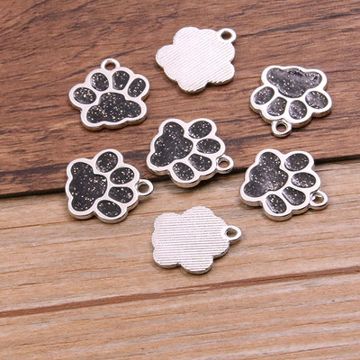 10 buc 16*17mm 6 culori aliaj metal rodiu picătură ulei câine pisică labe de urs strălucitoare farmece pandantiv cu animale pentru bricolaj, brățări, bijuterii