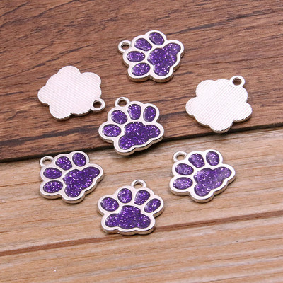 10 buc 16*17mm 6 culori aliaj metal rodiu picătură ulei câine pisică labe de urs strălucitoare farmece pandantiv cu animale pentru bricolaj, brățări, bijuterii