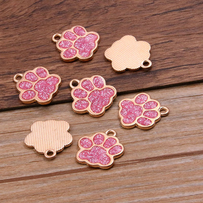 10 buc 16*17mm 6 culori aliaj metal rodiu picătură ulei câine pisică labe de urs strălucitoare farmece pandantiv cu animale pentru bricolaj, brățări, bijuterii