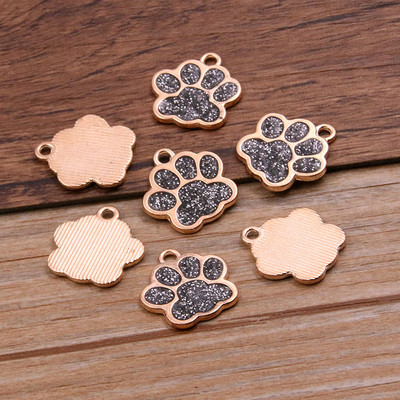 10 buc 16*17mm 6 culori aliaj metal rodiu picătură ulei câine pisică labe de urs strălucitoare farmece pandantiv cu animale pentru bricolaj, brățări, bijuterii