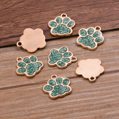 10 buc 16*17mm 6 culori aliaj metal rodiu picătură ulei câine pisică labe de urs strălucitoare farmece pandantiv cu animale pentru bricolaj, brățări, bijuterii
