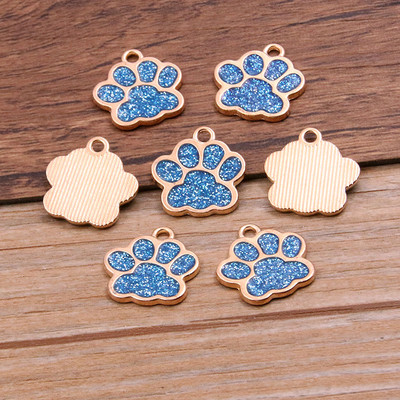 10 buc 16*17mm 6 culori aliaj metal rodiu picătură ulei câine pisică labe de urs strălucitoare farmece pandantiv cu animale pentru bricolaj, brățări, bijuterii