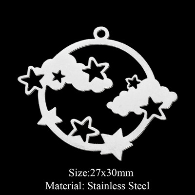 5 buc/lot 316 din oțel inoxidabil Star Moon Cloud Charms Pandantiv pentru coliere Brelocuri de soare cu ridicata pentru fabricarea de bijuterii DIY