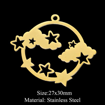 5 buc/lot 316 din oțel inoxidabil Star Moon Cloud Charms Pandantiv pentru coliere Brelocuri de soare cu ridicata pentru fabricarea de bijuterii DIY