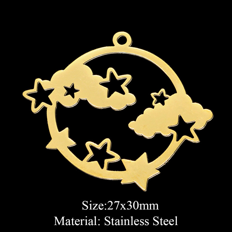 5 buc/lot 316 din oțel inoxidabil Star Moon Cloud Charms Pandantiv pentru coliere Brelocuri de soare cu ridicata pentru fabricarea de bijuterii DIY