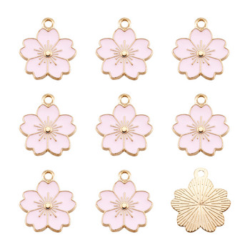 10 τμχ Ροζ Sakura Flower Charms Κρεμαστά από κράμα σμάλτο Γούρια για κατασκευή κοσμημάτων Σκουλαρίκια Κολιέ Μπρελόκ Αξεσουάρ κοσμημάτων