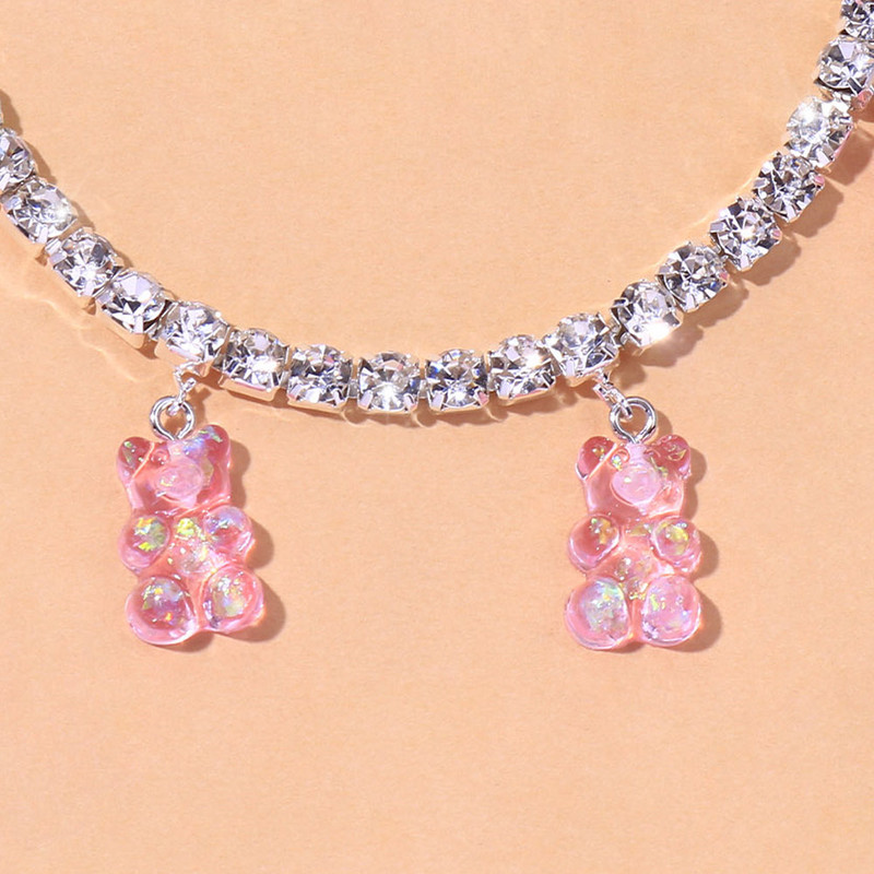 Stonefans Declarație lanț de tenis urs pandantiv gleznă brățară en-gros Bling argint culoare stras gleznă brățară picior bijuterii