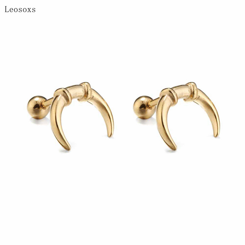 Leosoxs 2 bucăți Trend Personality Cercei în formă de lună din oțel inoxidabil Bijuterii pentru piercing pentru corp uman