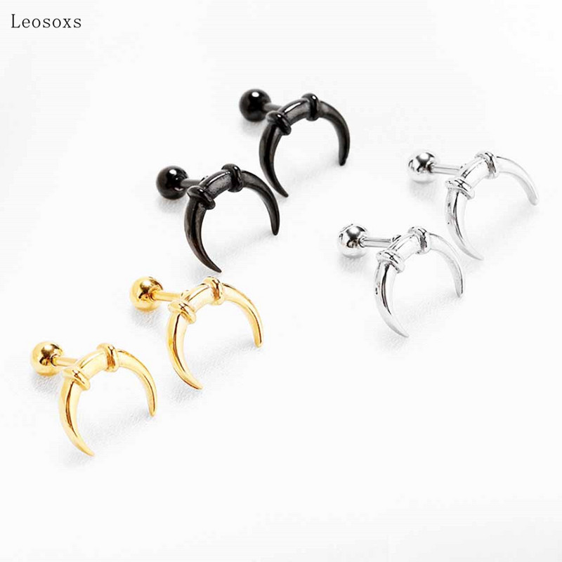 Leosoxs 2 bucăți Trend Personality Cercei în formă de lună din oțel inoxidabil Bijuterii pentru piercing pentru corp uman