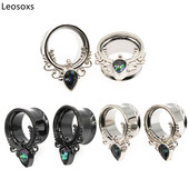 Leosoxs Noi dopuri din oțel inoxidabil pentru tunel pentru ureche, piercing ureche, corn gol, culoarea punctelor, zirconiu, expansor pentru ureche, bijuterii Oreja