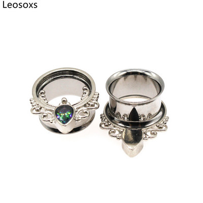 Leosoxs Noi dopuri din oțel inoxidabil pentru tunel pentru ureche, piercing ureche, corn gol, culoarea punctelor, zirconiu, expansor pentru ureche, bijuterii Oreja