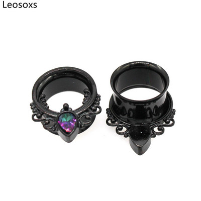 Leosoxs Noi dopuri din oțel inoxidabil pentru tunel pentru ureche, piercing ureche, corn gol, culoarea punctelor, zirconiu, expansor pentru ureche, bijuterii Oreja