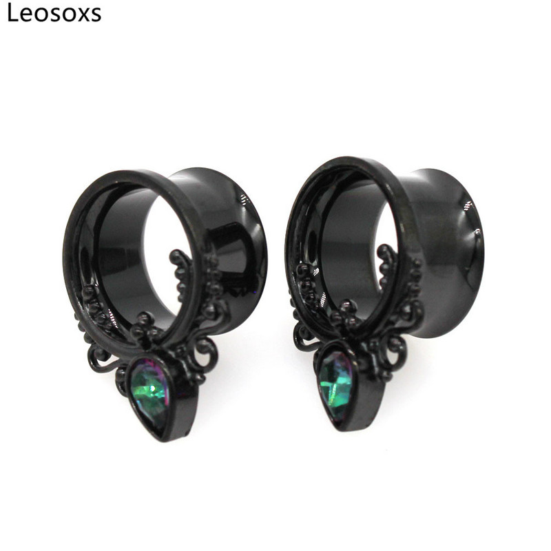 Leosoxs Noi dopuri din oțel inoxidabil pentru tunel pentru ureche, piercing ureche, corn gol, culoarea punctelor, zirconiu, expansor pentru ureche, bijuterii Oreja