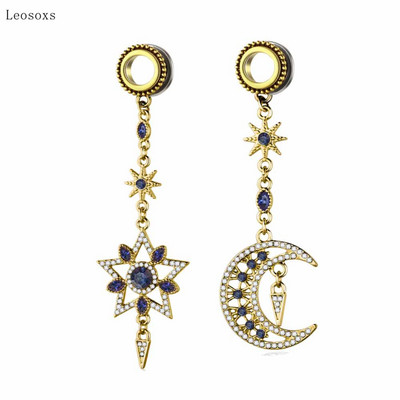 Leosoxs 2db Hot Eladó Rozsdamentes acél Star Moon Pöttyös Fül Piercing Test Piercing Ékszer