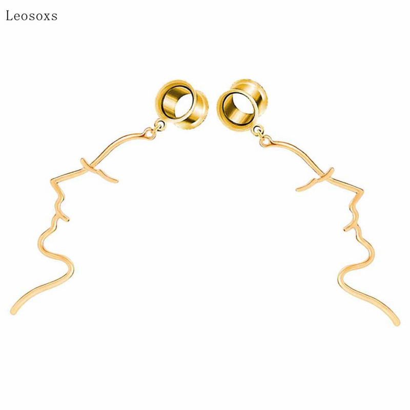 Leosoxs 2 buc Versiune coreeană de urechi abstracte simple și personalizate 6 mm-25 mm bijuterii piercing rafinate