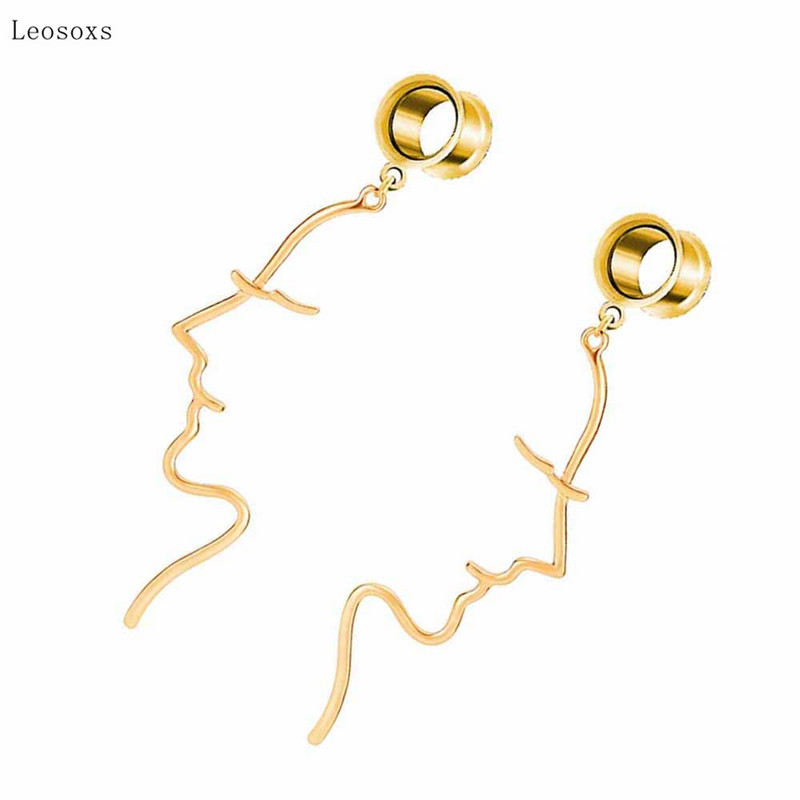 Leosoxs 2 buc Versiune coreeană de urechi abstracte simple și personalizate 6 mm-25 mm bijuterii piercing rafinate