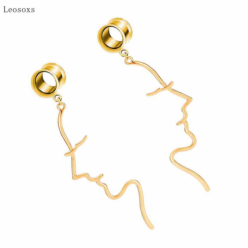 Leosoxs 2 buc Versiune coreeană de urechi abstracte simple și personalizate 6 mm-25 mm bijuterii piercing rafinate