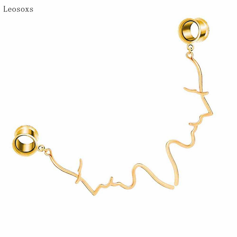 Leosoxs 2 buc Versiune coreeană de urechi abstracte simple și personalizate 6 mm-25 mm bijuterii piercing rafinate