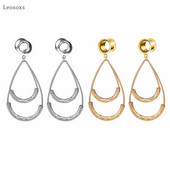 Leosoxs 2 buc Urechi în formă de lacrimă, simple și personalizate, lungi, cu două straturi, 6 mm-25 mm, bijuterii piercing rafinate