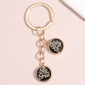 Breloc drăguț emailat, inel de chei cu capac de sticla colorat, litera Fii gratuit, lanțuri de chei pentru femei, bărbați, chei de mașină, bijuterii lucrate manual, cadouri