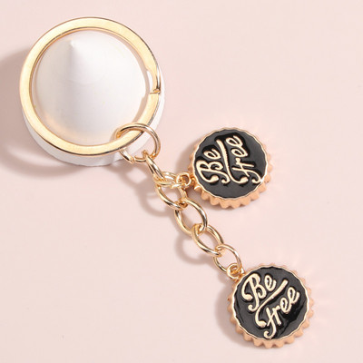 Breloc drăguț emailat, inel de chei cu capac de sticla colorat, litera Fii gratuit, lanțuri de chei pentru femei, bărbați, chei de mașină, bijuterii lucrate manual, cadouri