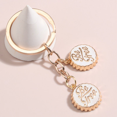 Breloc drăguț emailat, inel de chei cu capac de sticla colorat, litera Fii gratuit, lanțuri de chei pentru femei, bărbați, chei de mașină, bijuterii lucrate manual, cadouri