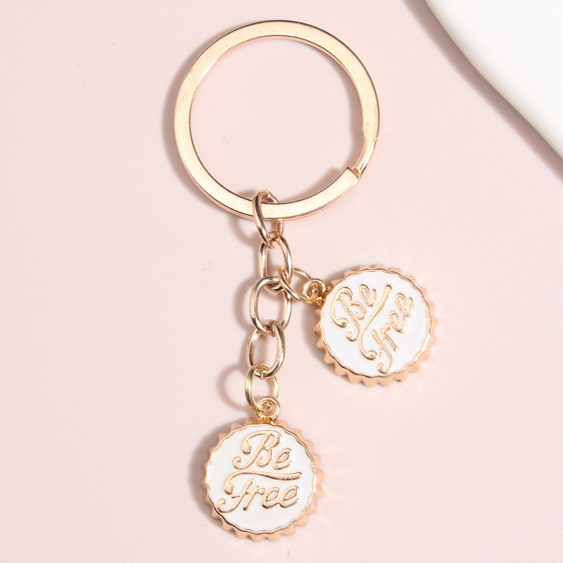Breloc drăguț emailat, inel de chei cu capac de sticla colorat, litera Fii gratuit, lanțuri de chei pentru femei, bărbați, chei de mașină, bijuterii lucrate manual, cadouri