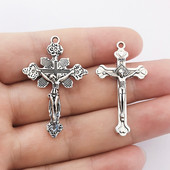 JINDINSP 10db Antik ezüst színű bevonatú vallási kereszt medálok keresztbűvész ékszer nyaklánc és fülbevaló készítéséhez
