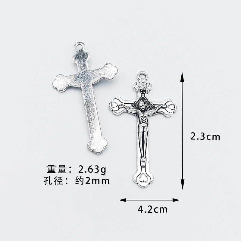 JINDINSP 10db Antik ezüst színű bevonatú vallási kereszt medálok keresztbűvész ékszer nyaklánc és fülbevaló készítéséhez