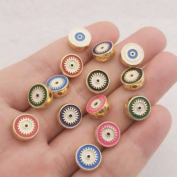 10 бр. Boho Style Cute Eye Charms Мъниста за бижута Колие Гривна Изработване на емайл Blue Eye Метален дизайнер Направи си сам аксесоари